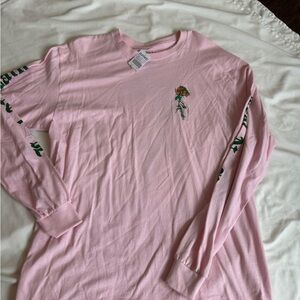 ZUMIEZ Pink Long Sleeve Shirt with Floral Design